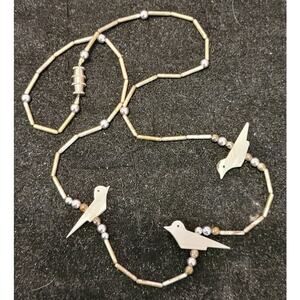 Vintage MOP Carved Bird Fetish Sterling Silver Liquid Bead Strand Southwestern